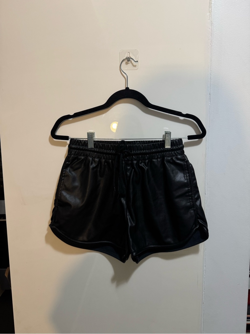 Black Faux Leather Women's Shorts